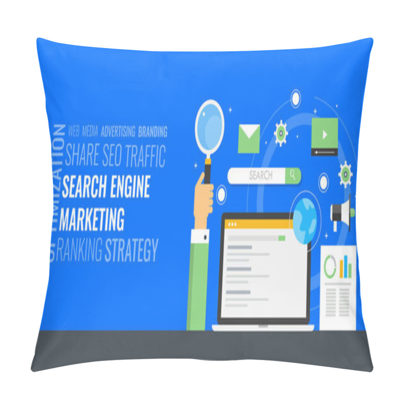 Personality  Search Engine Marketing - Word Cloud Concept. Online Paid Advertising For Traffic Growth And Better Sales Conversion. Pillow Covers