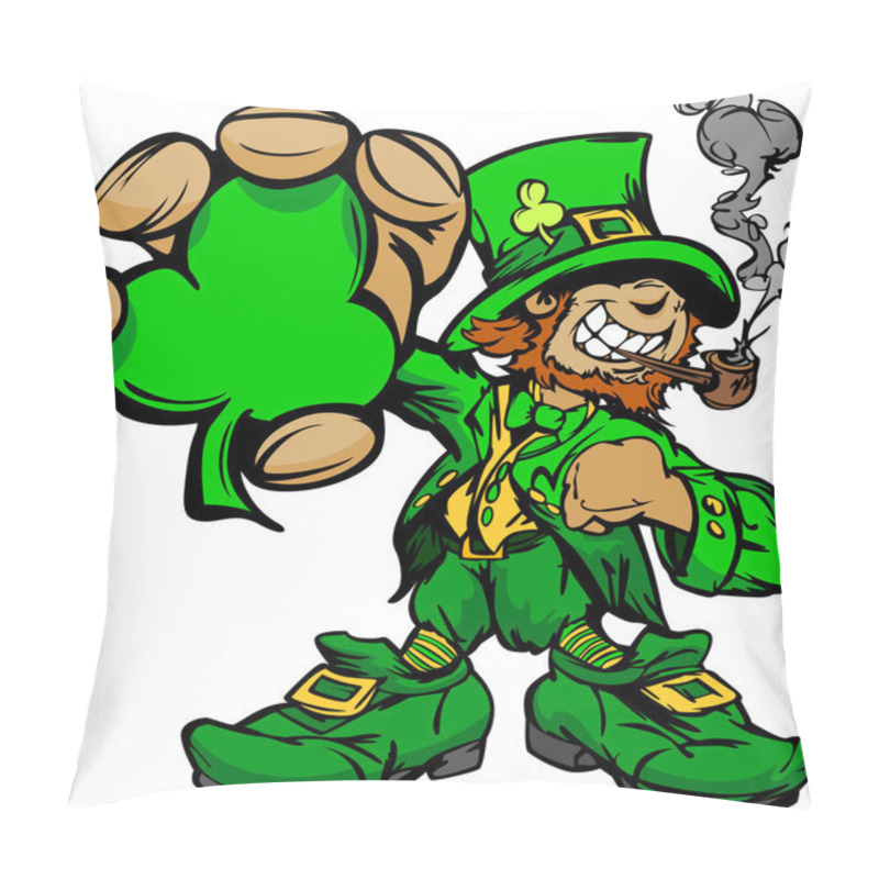 Personality  Smiling St. Patricks Day Leprechaun Holding Shamrock Clover Pillow Covers