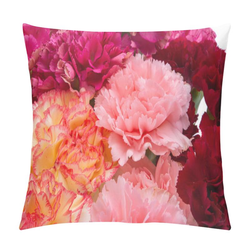 Personality  Bouquet Of Carnations Isolated On White Background Pillow Covers