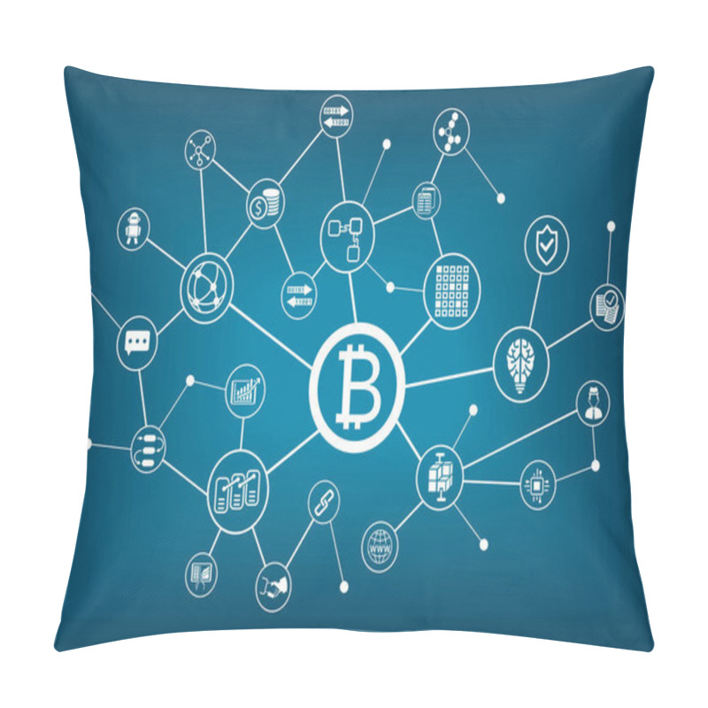 Personality  Bitcoin Vector Illustration With Dark Blue Background Pillow Covers