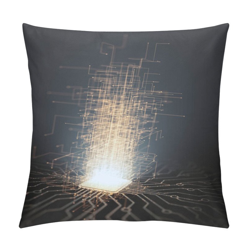 Personality  Artificial Intelligence. Microchip Connections, Electric Pulses And Binary Codes. Pillow Covers