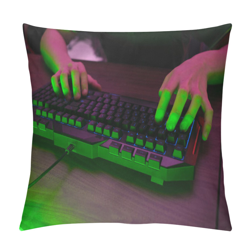 Personality  Cyber Sport. Team Play. Professional Cybersport Player Training Or Playing Online Game On His PC Pillow Covers