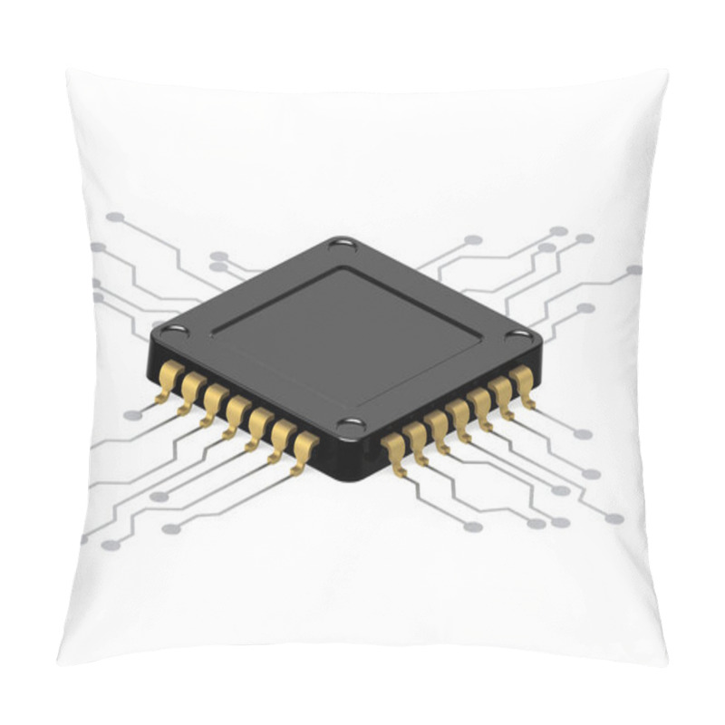 Personality  Black Computer Processor On White Background, 3d Rendering Pillow Covers