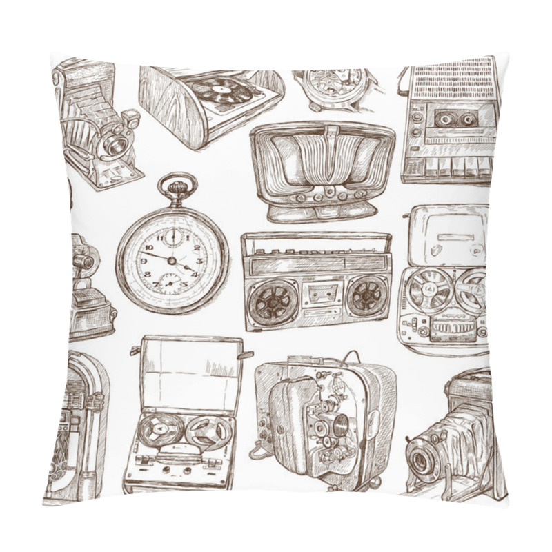 Personality  Old Objects - Full Sized Hand Drawn Collection Pillow Covers