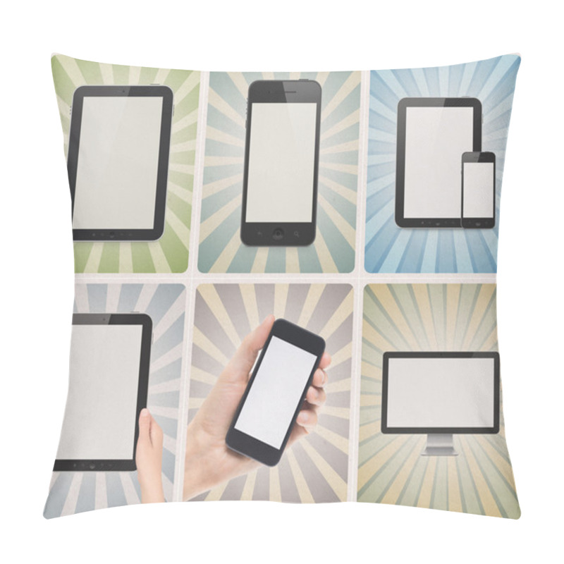 Personality  Modern Devices On Retro Background Set Pillow Covers