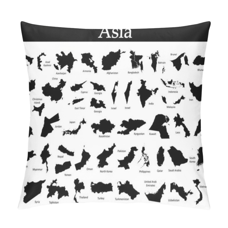 Personality  All Countries Map Of Asia Pillow Covers