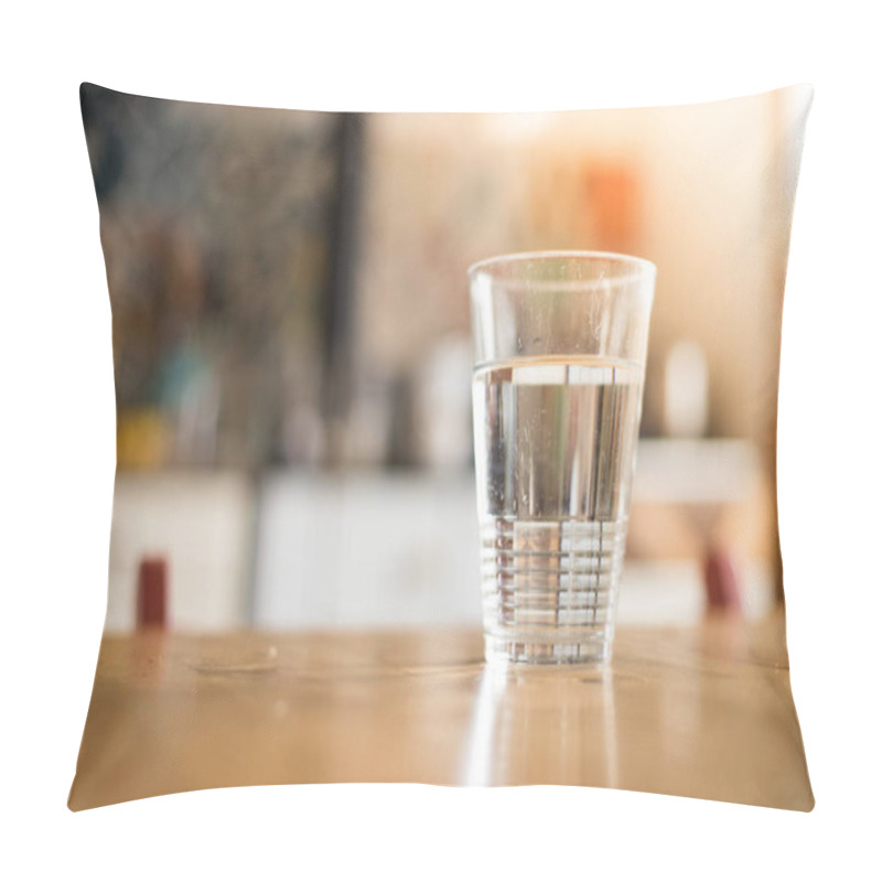 Personality  Clear Glass Of Fresh, Cold Water On The Kitchen Table Pillow Covers