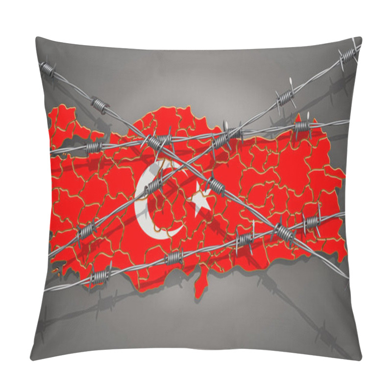 Personality  Map Of Turkey With Barbed Wire, 3D Rendering Pillow Covers