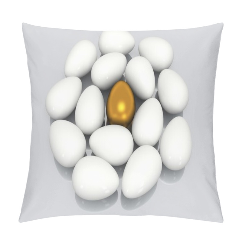 Personality  Unique Golden Egg Among White Eggs Pillow Covers