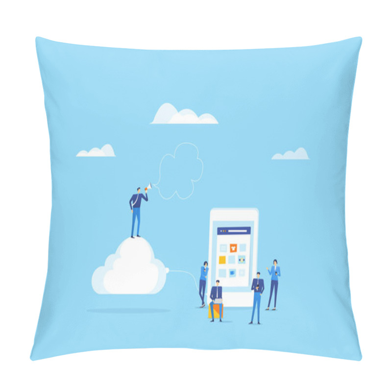 Personality  Team Business People  Use Mobile Connect On Cloud Computing Service Concept  Pillow Covers