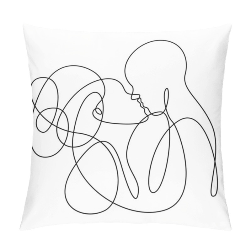 Personality  Kiss Illustration. Stylized People, Couple In Love Drawn With One Line. Pillow Covers