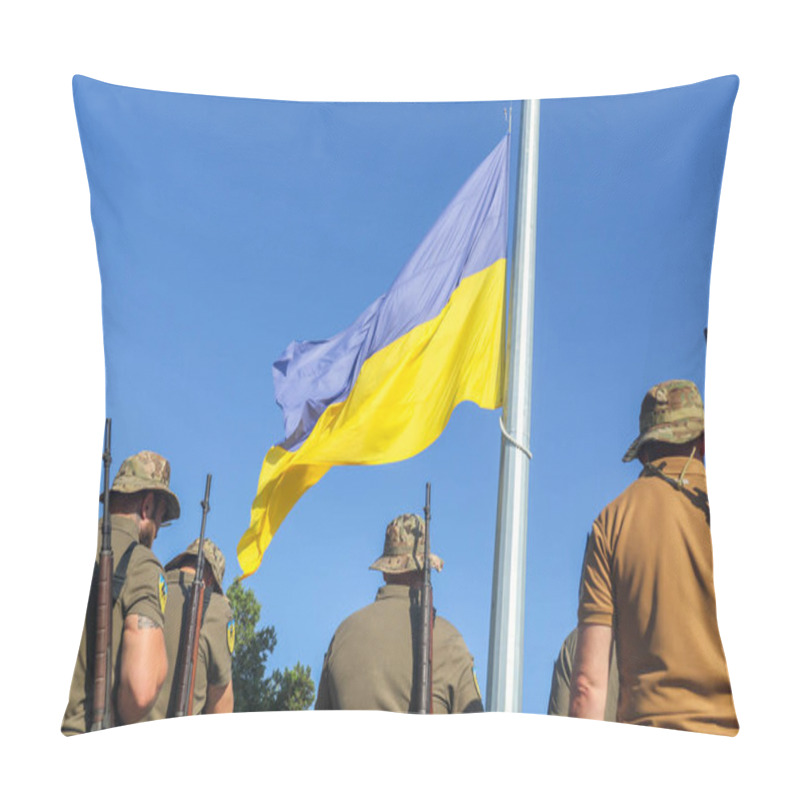 Personality  Flag Of Ukraine On A Background Of Blue Sky Pillow Covers