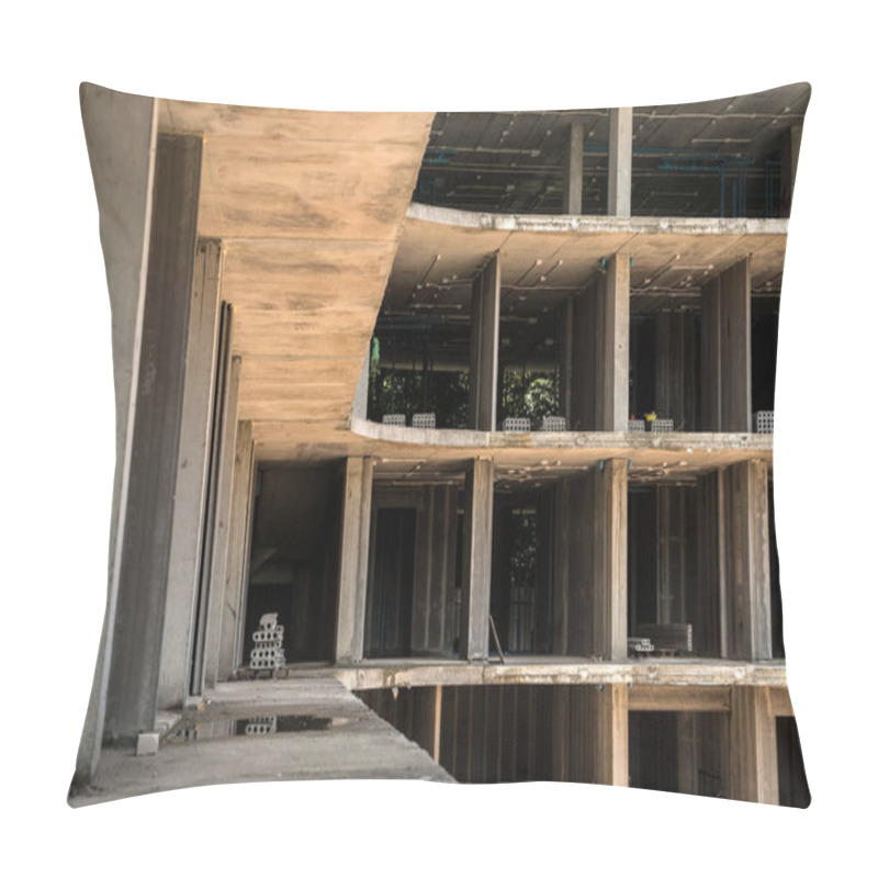 Personality  A New Modern Multi-storey Residential Building Under Construction. Pillow Covers