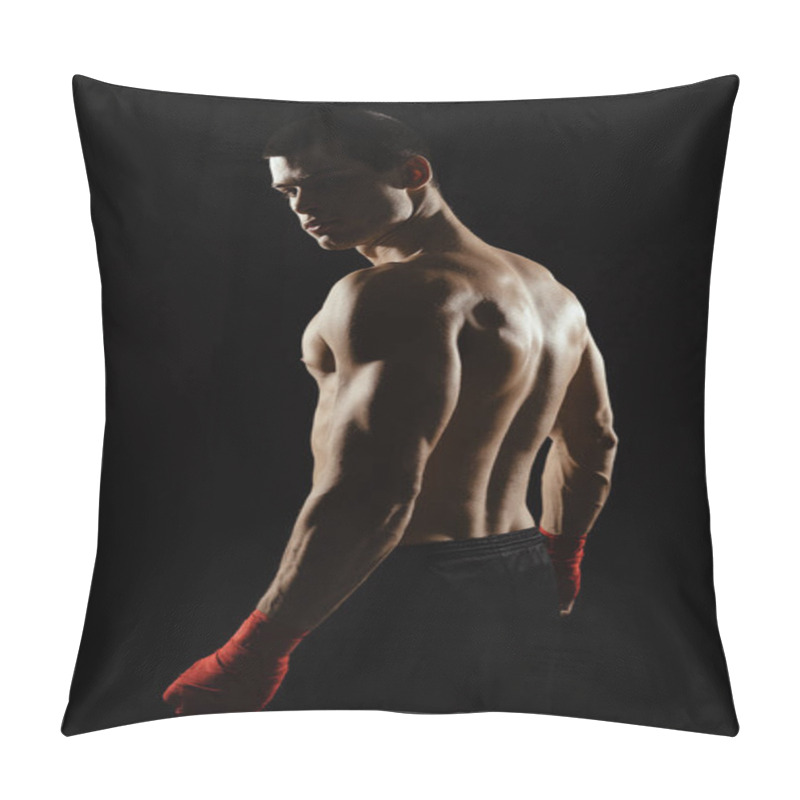 Personality  Portrait Of Male Boxer Looking Over Shoulder Pillow Covers