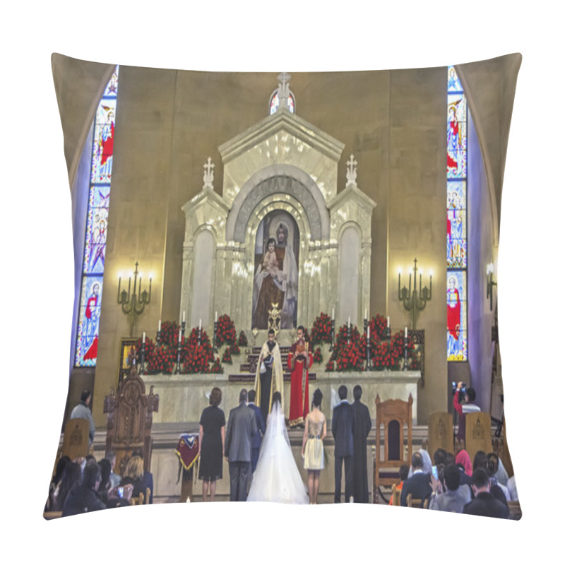 Personality  Yerevan, Armenia - March 30, 2016: Armenian Wedding In Saint Gregory The Illuminator Cathedral Pillow Covers