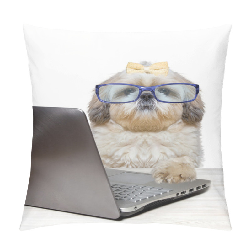 Personality  Dog Working At A Laptop Pillow Covers