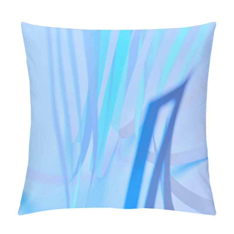 Personality  Close Up View Of Paper Stripes On Neon Blue Background Pillow Covers