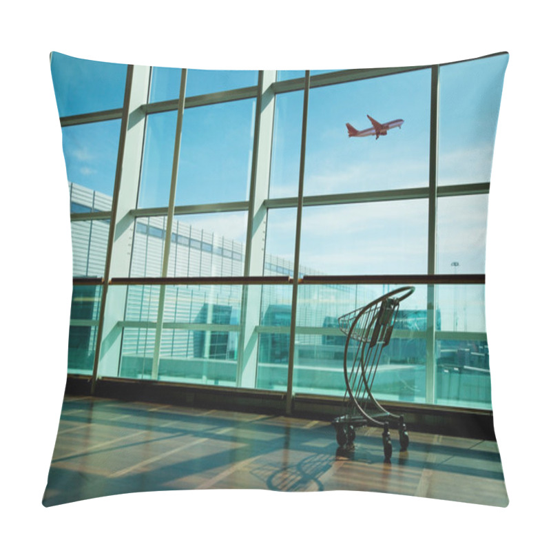 Personality  Luggage Cart In Airport Pillow Covers