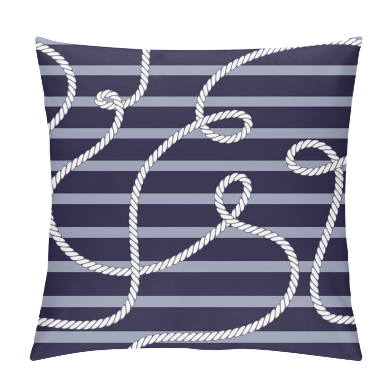 Personality  Elegant Trendy Modern Vector Seamless Pattern With Beautiful Fashion Marine Rope On A Navy Blue Background. For Textile, Backrounds, Posters, Clotches And Accessory. Pillow Covers