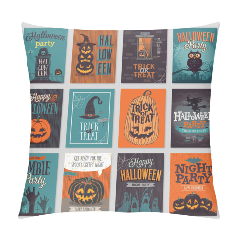 Personality  Halloween Hand Drawn Invitation Or Greeting Cards Set. Pillow Covers