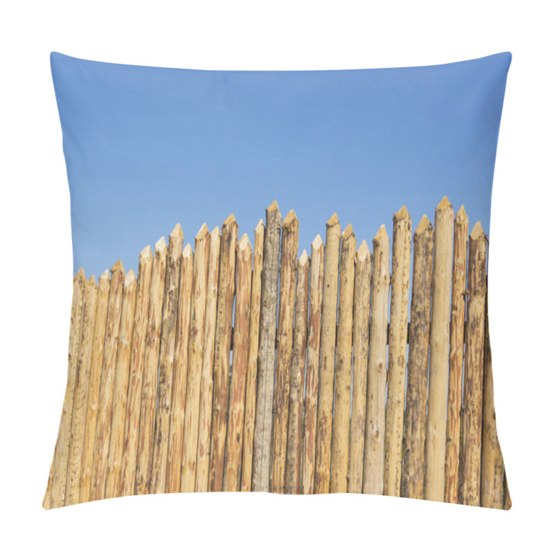 Personality  Wooden Fence Made Of Sharpened Planed Logs Pillow Covers