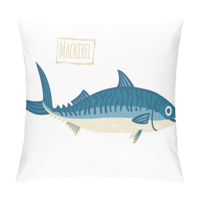 Personality  Mackerel, Vector Cartoon Illustration Pillow Covers