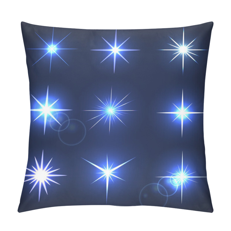 Personality  Set Forms Of Sparks. Shining Star On A Blue Background Pillow Covers