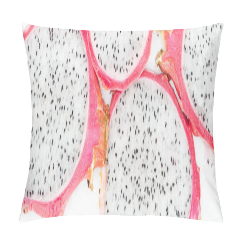 Personality  Panoramic Shot Of Tropical Ripe Dragon Fruit Slices Pillow Covers