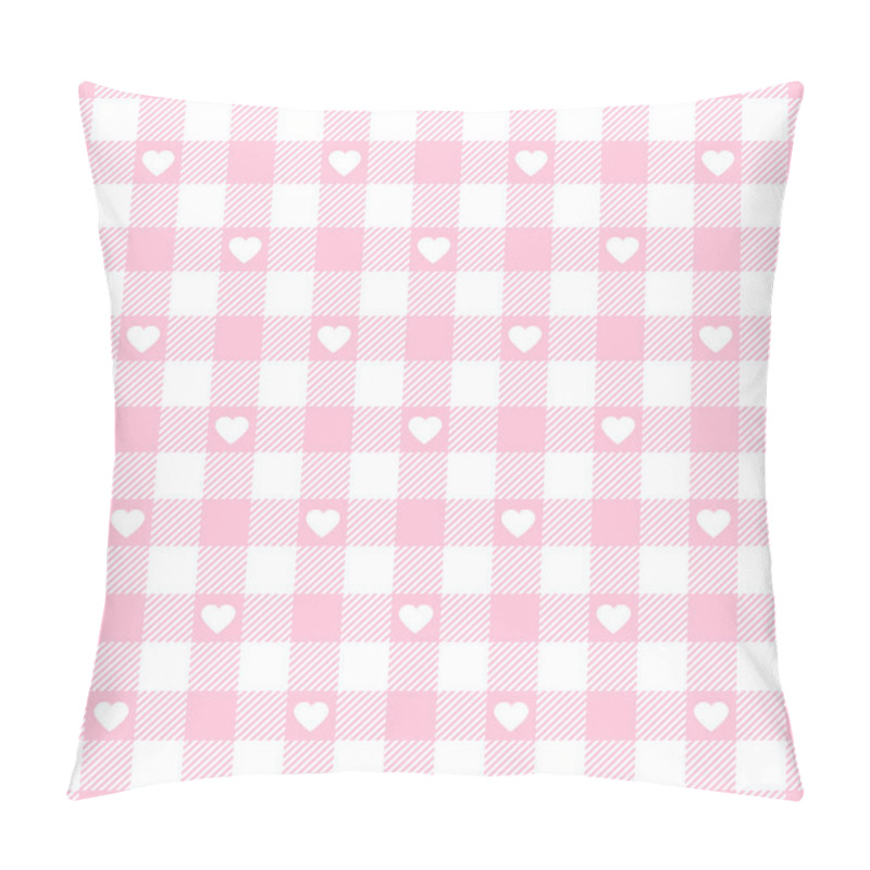 Personality  Seamless Pattern Check With Hearts Pink And White Pillow Covers