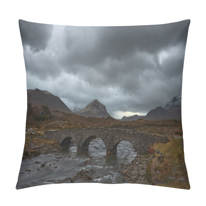 Personality  Powerful Sky With The Old Stone Bridge, Characteristic And Famous Of The Island. Lots Of Water And Dramatic Sky. Pillow Covers