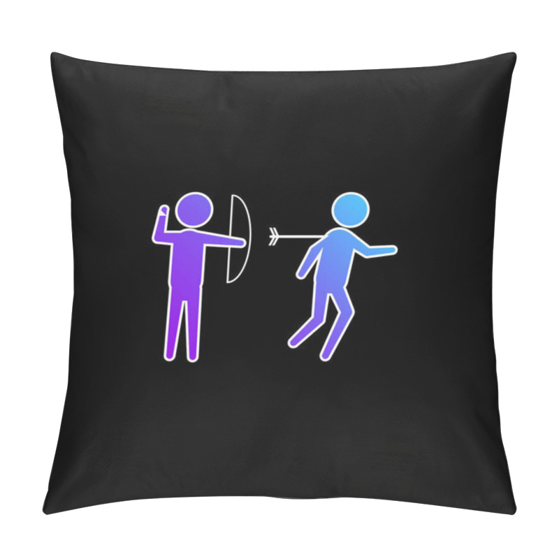 Personality  Archer Criminal Hurting A Person For His Back With An Arrow Of An Arch Blue Gradient Vector Icon Pillow Covers