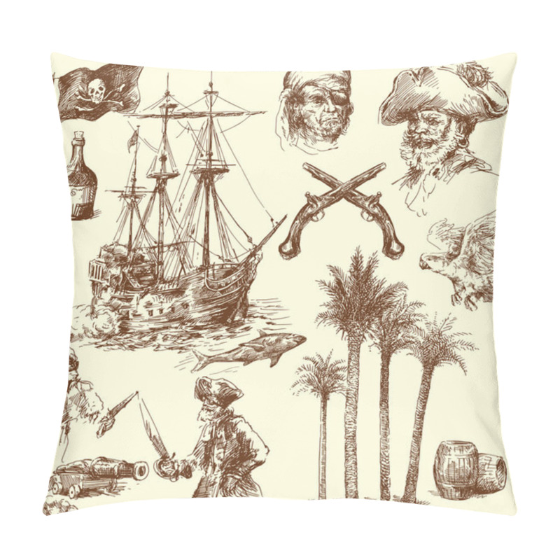 Personality  Pirates - Hand Drawn Collection Pillow Covers