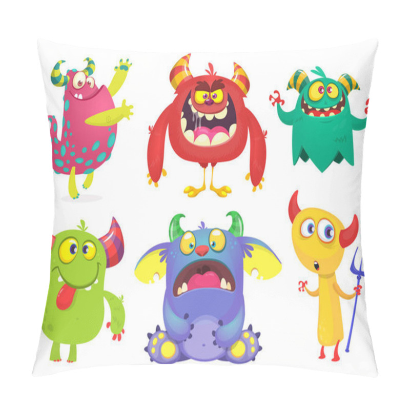 Personality  Cartoon Monsters Collection. Vector Set Of Cartoon Monsters Isolated. Ghost, Troll, Gremlin, Goblin, Devil And Monster Pillow Covers