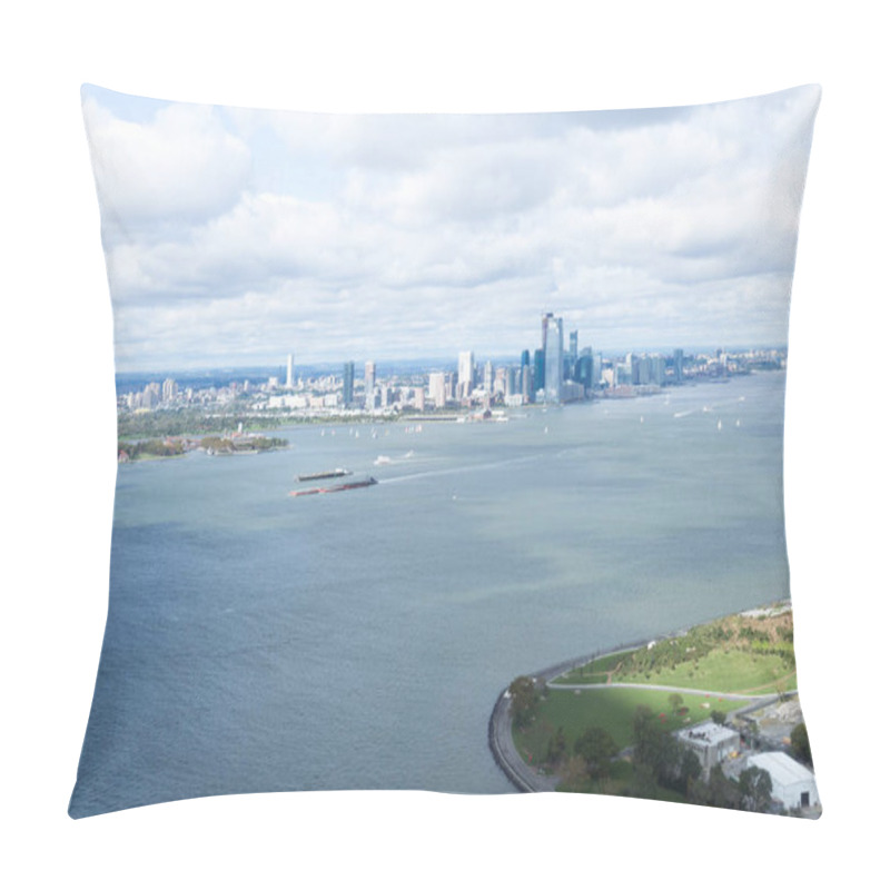 Personality  Aerial View Of Atlantic Ocean And New York City, Usa Pillow Covers