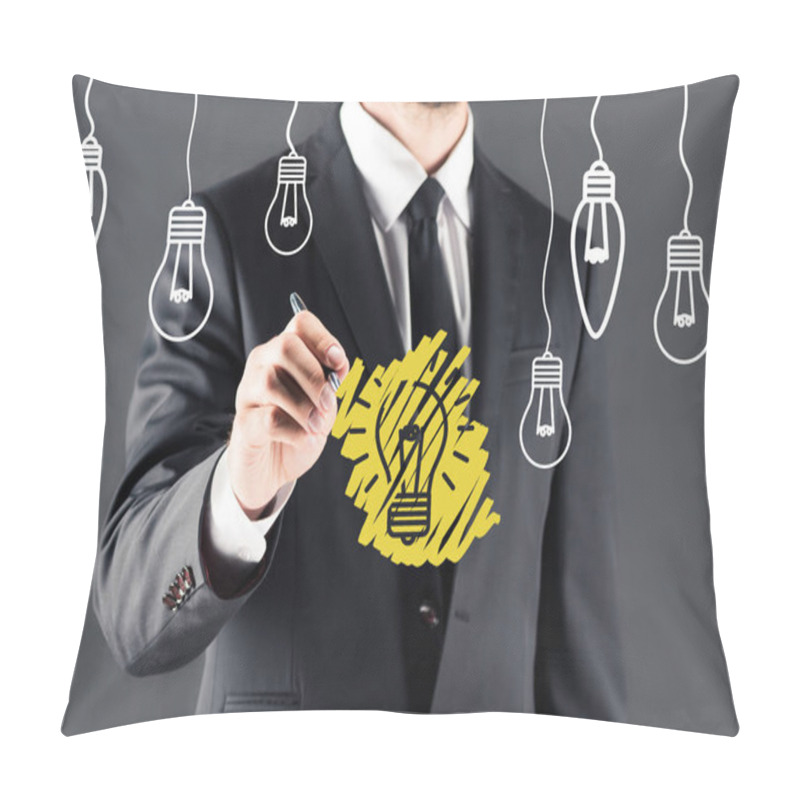 Personality  Businessman Drawing Light Bulb Pillow Covers