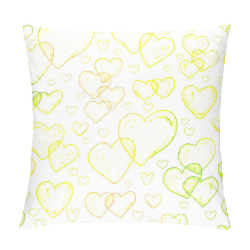 Personality  Colorful Heart Pattern Designed With Soft Hues Of Green And Yellow For A Cheerful Atmosphere In Any Setting Pillow Covers