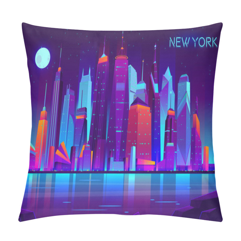 Personality  Night City Futuristic Landscape Vector Background Pillow Covers