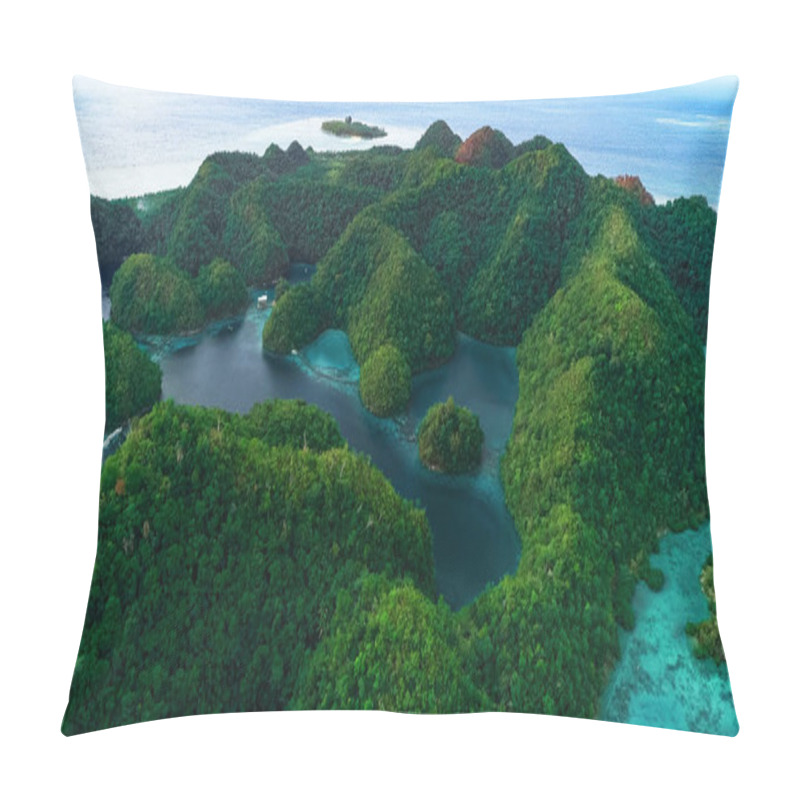 Personality  Aerial View Of Sugba Lagoon. Beautiful Landscape With Blue Sea Lagoon, National Park, Siargao Island, Philippines. Pillow Covers