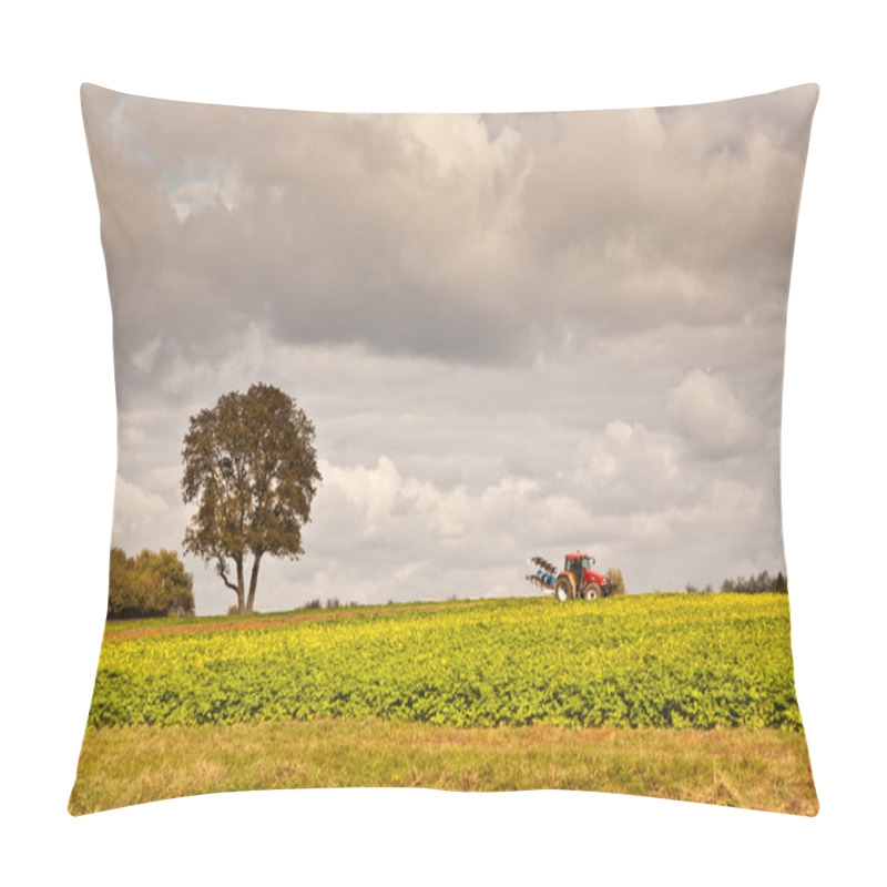 Personality  Tractor With Plow On Field Pillow Covers