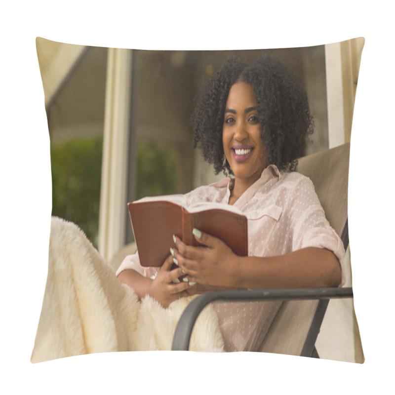 Personality  African American Woman Studing And Reading The Bible. Pillow Covers