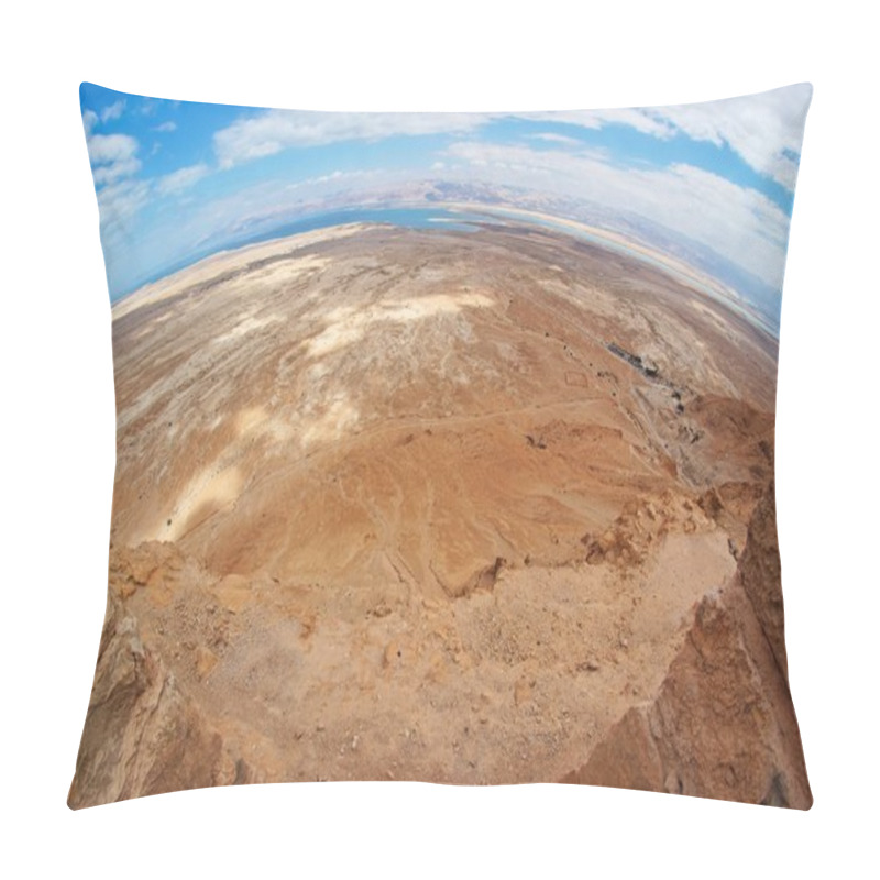 Personality  Fisheye View Of Desert Near The Dead Sea From Masada Pillow Covers