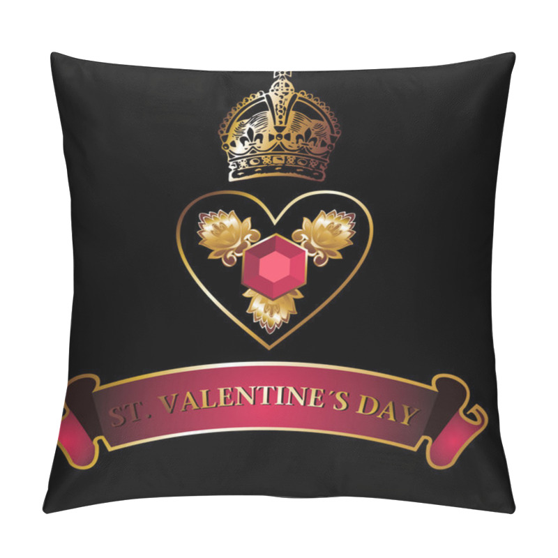 Personality  Golden Crown And Heart Symbol Pillow Covers