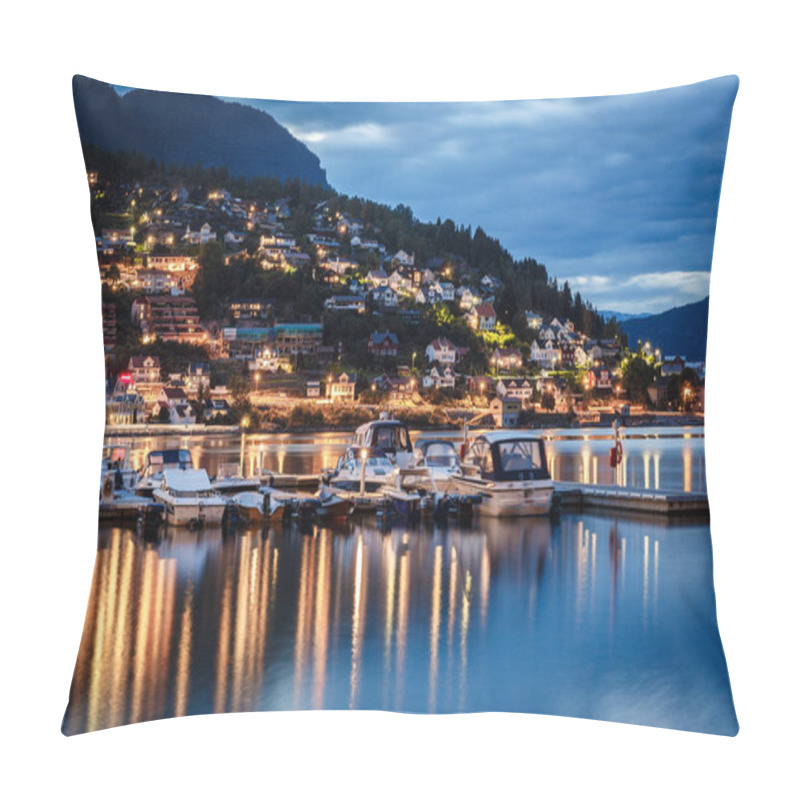 Personality  Stedje City In Norway At Night Pillow Covers