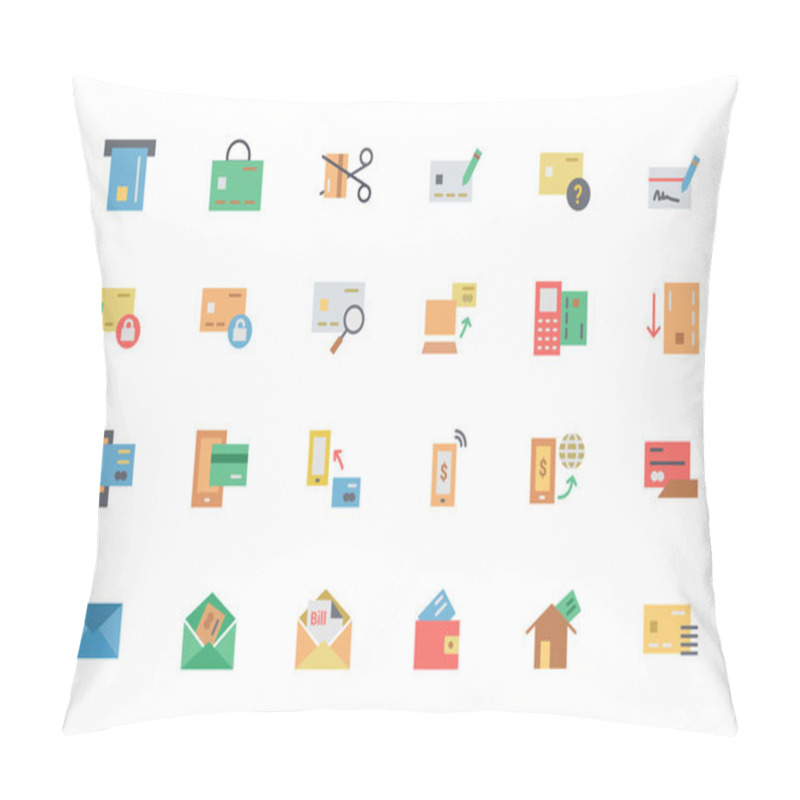 Personality  Flat Card Payment Vector Icons 2 Pillow Covers