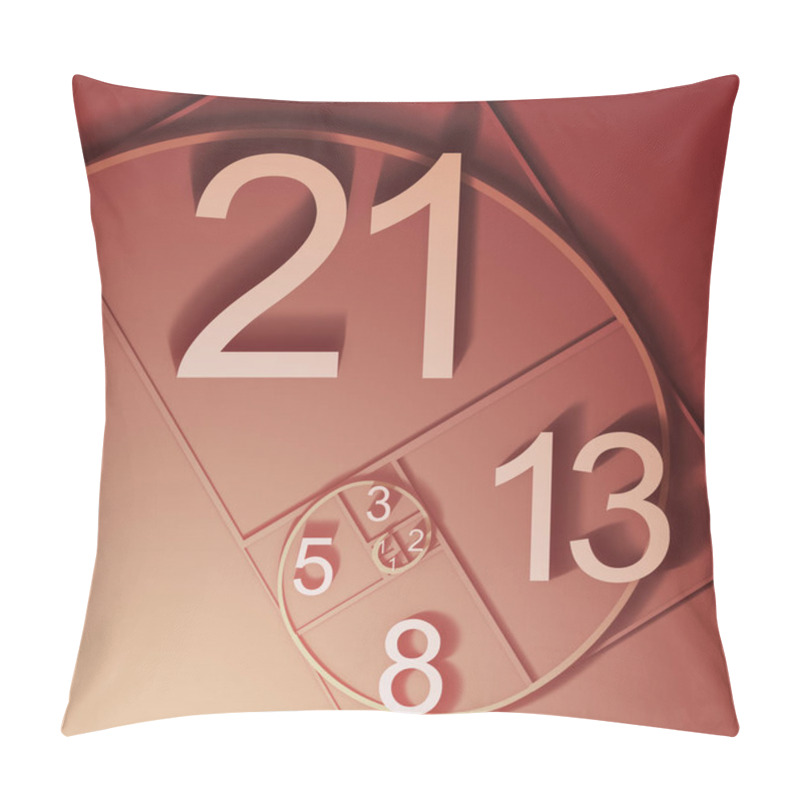 Personality  3d illustration of Fibonacci spiral diagram with numbers pillow covers