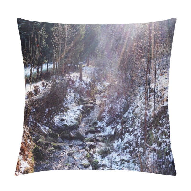 Personality  Sunlit Winter Stream With Rocky Banks Pillow Covers