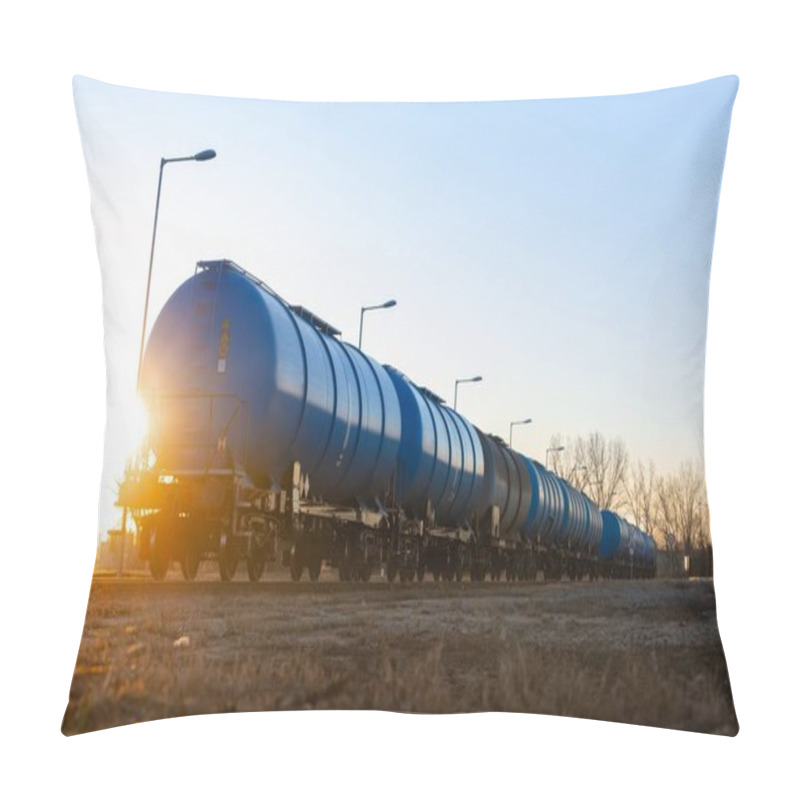 Personality  Freight Train Transporting Liquid Fuel At Depot Angle Shot Pillow Covers