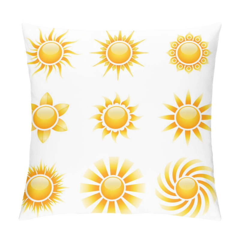 Personality  Yellow Sun Vector Icons Isolated On White Background. Pillow Covers