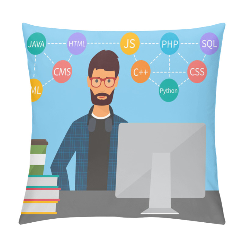 Personality  Programming And Coding. Flat Vector Pillow Covers