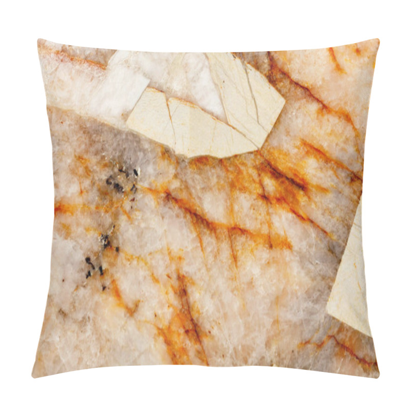 Personality  Brown Cracks In The Heterogeneous Structure And Surface Texture Of Beige Marble, Close-up, Top View. Pillow Covers